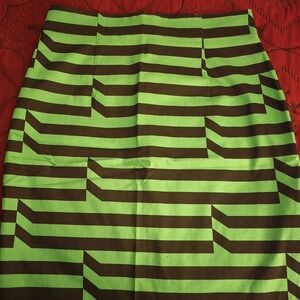Worthington Green and Black A-Line Skirt